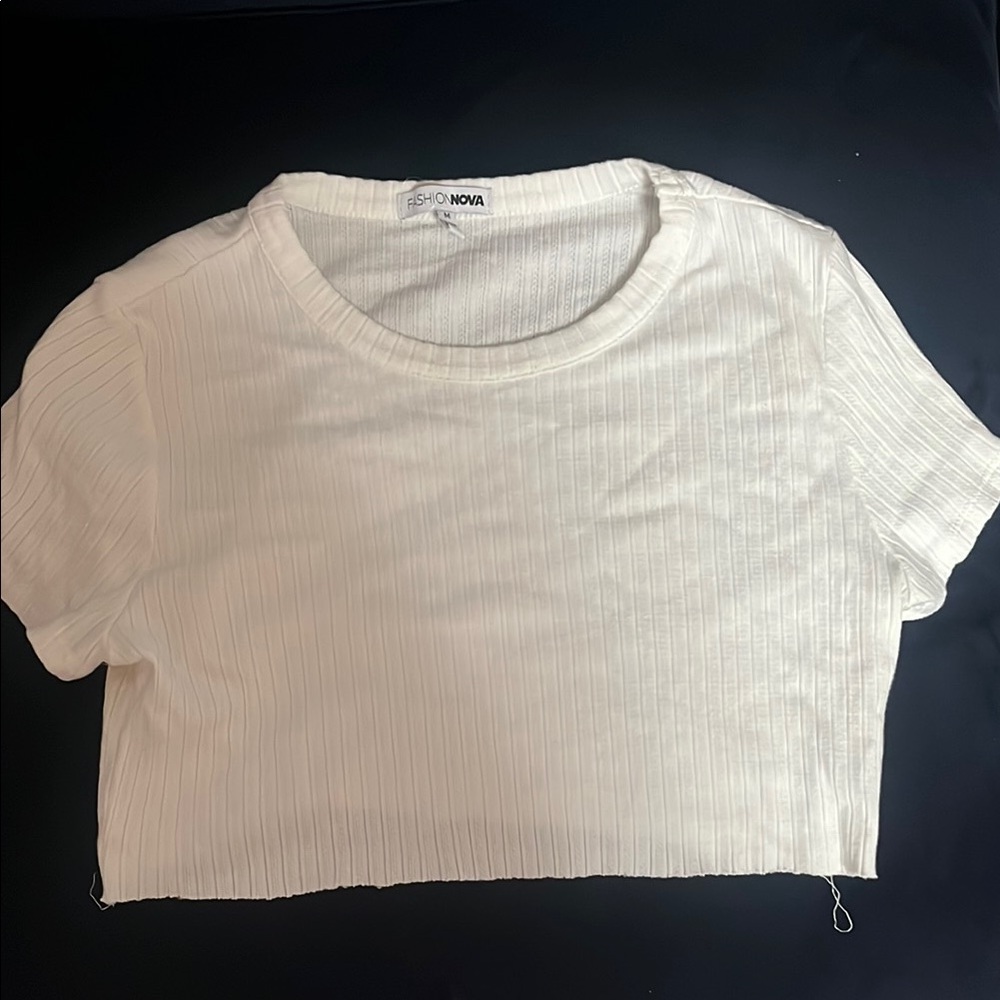 Fashion Nova Women's White Ribbed Crop Top